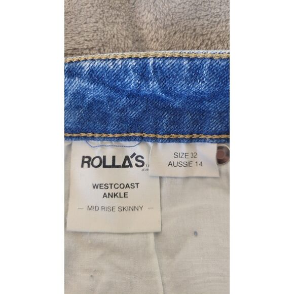 Rollas Westcoast Ankle Mid Rise Skinny Jeans Ocean Worn Jeans - Picture 4 of 6